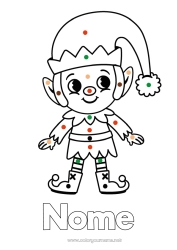 Colorazione gratuita Elfo di Natale Colorare per numeri Pagine da colorare degli elfi Attività per Bambini Disegni da colorare facili Colorare con Modello