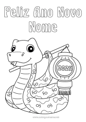 Desenho grátis Feliz Ano Novo Ano Novo Chinês Lanterna Chinesa Serpente Répteis 2025