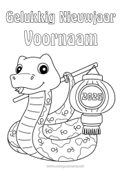 Gratis tekening Gelukkig Nieuwjaar Chinees Nieuwjaar Chinese lantaarn Slang Reptielen 2025