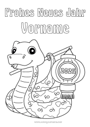 Kostenlose Malvorlage Frohes Neues Jahr Chinesisches Neujahr Chinesische Laterne Schlange Reptilien 2025