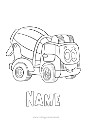 Free coloring Vehicles Construction machinery Mixer truck Construction Jobs Character vehicles