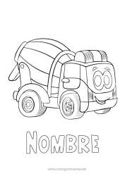 Dibujo libre Vehículos Maquinaria de construcción Camión mezclador Oficios de la construcción Vehículos con personajes