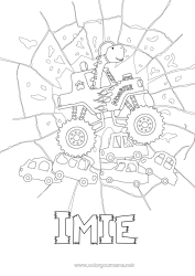 Kolorowanka za darmo Dinozaury Pojazdy Samochód Samochody, furgonetki i kampery Pojazdy wyścigowe i tory wyścigowe Inne pojazdy Monster truck