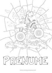 Pagină de colorat personalizată Dinozauri Vehicule Mașină Mașini, furgonete și autorulote Vehicule de curse și circuite Alte vehicule Camion monstruo