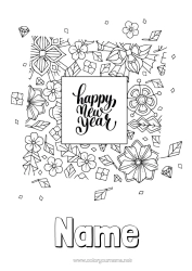 Free colouring Happy New Year