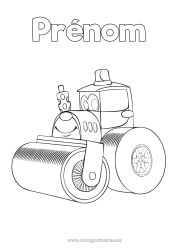Coloriage gratuit Véhicules Engins de chantier Métiers du chantier Rouleau compresseur