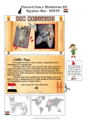 Colouring to customise Cat Animal Egypt Dogs And Cats Mischievous Elf's Journey Postcard Postcard Of A Single Elf A Single Mischievous Elf