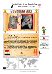 Desenho para personalizar Gato Animal Egito Cães e gatos Viagem do Elfo de Natal Cartão postal Cartão postal de um único duende