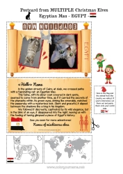 Colouring to customise Cat Animal Egypt Dogs And Cats Mischievous Elf's Journey Postcard Postcard Of Multiple Elves Several Mischievous Elves.