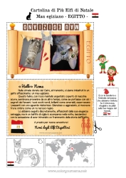 Disegno gratuito Gatto Animale Egitto CanI e gatti Viaggio dell'elfo di Natale Cartolina Cartolina di vari elfi