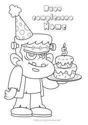 Disegno gratuito Mostro Torta Halloween Compleanno Cappello Buon compleanno (francese) Messaggio Età festeggiata personalizzabile Frankenstein