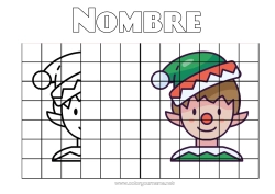 Colorear gratis Elfos de navidad Actividades para niños Simetría