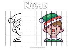 Desenho para personalizar Elfo de Natal Atividades para Crianças Simetria