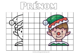 Coloriage gratuit Lutins de Noël Activités enfants Symétrie