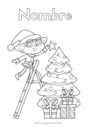 Colorear gratis Elfos de navidad Dibujos de Elfos para colorear Abeto
