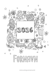 Farvelægningssiden tilpasning 2023 Godt nytår 2025 Tilpasseligt år Ramme