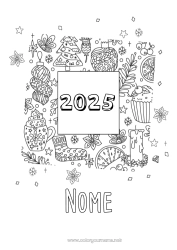 Disegno gratuito 2023 Buon Anno 2025 Anno personalizzabile Cornice