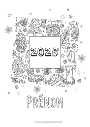 Dessin gratuit 2023 Bonne année 2025 Année personnalisable Cadre