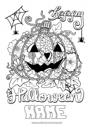 Free drawing Pumpkin Flowers Halloween Inscription 