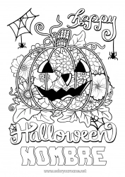 Dibujo libre Calabaza Flores Halloween Inscripción 