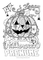 Pagină de colorat gratuită Dovleac Flori Halloween Înscriere 