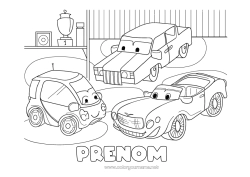 Coloriage à personnaliser Véhicules Voiture Voitures, vans et camping-cars Dessin animé Véhicules personnages