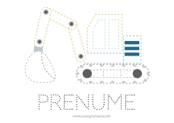 Pagină de colorat gratuită Vehicule Activități pentru copii Utilaje de construcție Desene de colorat ușoare Urmează și colorează Excavator cu braț telescopic Meserii de șantier