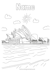 Colouring to customise Australia Cityscape Monument