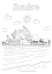 Colorear gratis Australia Paisaje urbano Monument