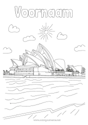 Kleurplaat aanpassen Australië Stadsgezicht Monument