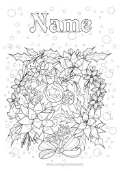 Colouring to customise Flowers Christmas Decorations Holly Crown Poinsettia
