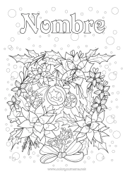 Colorear gratis Flores Decoración navideña Acebo Corona Poinsettia