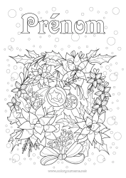 Dessin gratuit Fleurs Décorations de Noël Houx Couronne Poinsettia