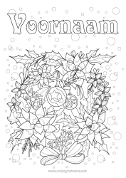 Gratis kleurplaat Bloemen Kerstversiering Hulst Kroon Kerstster