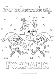 Gratis färgläggning Snö Ren Julnissar Tomtefärgläggningar Skogens djur Hjort