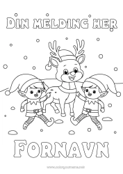 Gratis fargelegging Snø Reinsdyr Julealver Fargelegging av nisser Skogsdyr Hjort