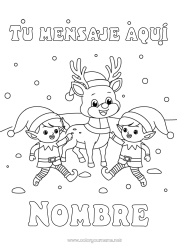 Colorear para personalizar Nieve Reno Elfos de navidad Dibujos de Elfos para colorear Animales del bosque Ciervo