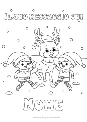 Colorare per personalizzare Neve Renna Elfo di Natale Pagine da colorare degli elfi Animali della foresta Cervo
