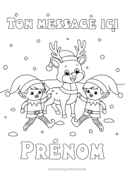 Coloriage à personnaliser Neige Renne Lutins de Noël Coloriages lutins Animaux de la forêt Cerf