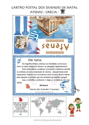 Desenho para personalizar Elfo de Natal Grécia Viagem do Elfo de Natal Cartão postal Cartão postal de vários duendes Atenas