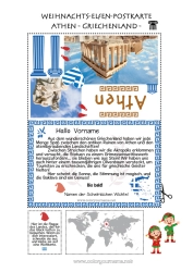 Kostenlose Malvorlage Weihnachtself Griechenland Reise des Weihnachtselfen Postkarte Postkarte von mehreren Elfen Athen