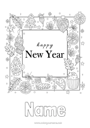 Free colouring Happy New Year