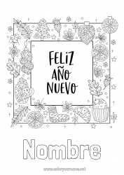 Colorear gratis Feliz año Mensaje 