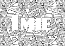 Kolorowanka za darmo Nazwisko odznaczone Zentangle Choinka Tło dekoracyjne