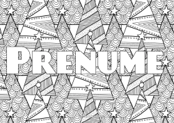 Pagină de colorat gratuită Nume decorat Zentangle Brad Fundal decorativ