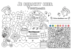 Kleurplaat aanpassen Pompoen Dankzegging Kalkoen Herfst Kleuren op nummer Activiteiten voor Kinderen Van punt naar punt Zoeken en vinden Boerderijdieren Doolhof Oogstfeest Printbare placemat Verbind de Getallen