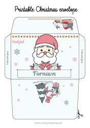 Fargeleggingssiden å tilpasse Julenissen Slede Jul Konvolutt Utskriftsvennlig konvolutt Julekonvolutt