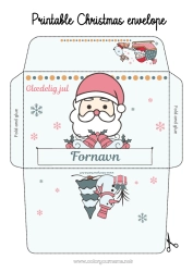 Farvelægningssiden tilpasning Julemanden Slæde Jul Kuvert Trykt kuvert Julekuvert