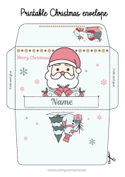 Colouring to customise Father Christmas Sledge Christmas Envelope Print envelope Christmas envelope