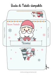 Disegno gratuito Babbo Natale Slitta Busta Busta da stampare Busta di Natale